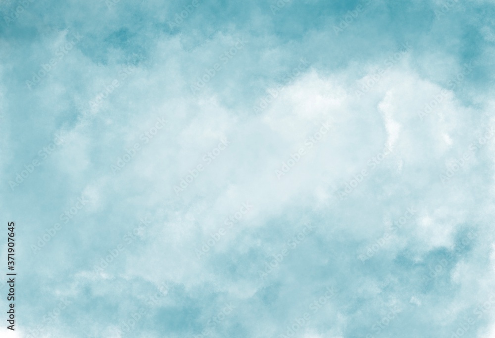 Watercolor background illustration It has a cloud-like texture or mist, dark blue and white.