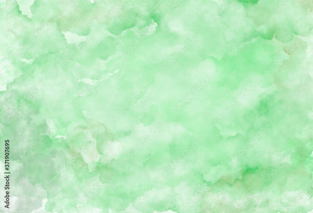 Watercolor background illustration It has a cloud-like texture or mist, green and white.