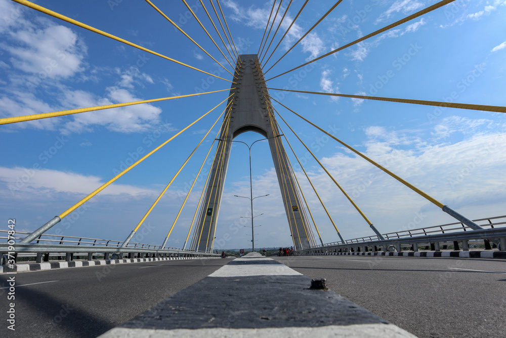 Fototapeta premium photo center view bridge over the river