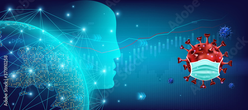 Abstract business and financial trade or stock market with covid or coronavirus effect background. Vector illustration design.