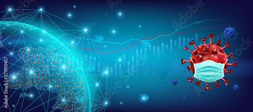 Abstract business and financial trade or stock market with covid or coronavirus effect background. Vector illustration design.
