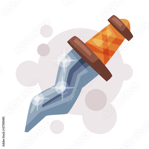 Medieval Dagger, Occult Magic Object for Mystic Ritual Cartoon Style Vector on White Background