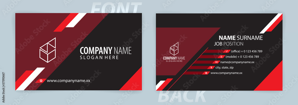 Red and Black business card template (Front and Back) Vector Red and Black business card template (Front and Back) Vector