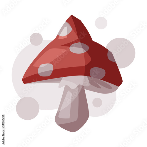 Amanita Muscaria Mushroom, Occult Magic Object for Mystic Ritual Cartoon Style Vector Illustration