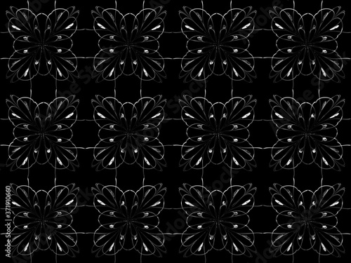 Seamless pattern design with floral background elements, beautiful ornaments, black, white, orange, pink, red, green, yellow, blue, gray, purple, brown