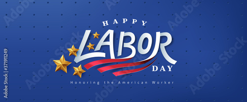 USA happy Labor day text design advertising banner template 