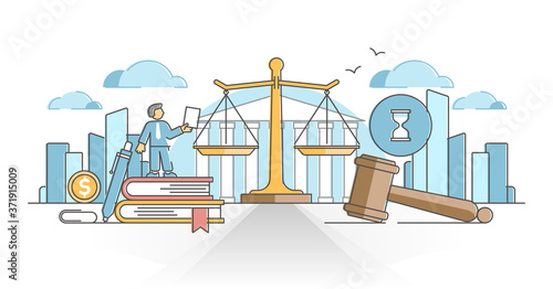 Business law with legal rules and rights regulation statement outline concept
