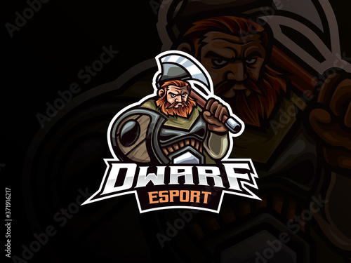 Dwarf warrior mascot sport logo design
