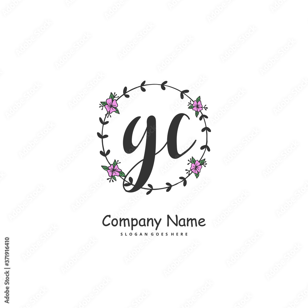 G C GC Initial handwriting and signature logo design with circle. Beautiful design handwritten logo for fashion, team, wedding, luxury logo.