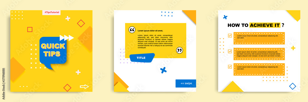 Vecteur Stock Social media tutorial, tips, trick, did you know post banner  layout template with geometric background and memphis pattern design  element | Adobe Stock