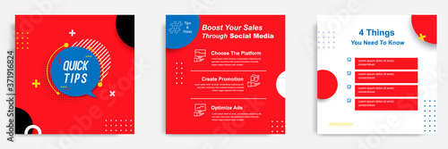 Social media tutorial, tips, trick, did you know post banner layout template with geometric background and memphis pattern design element