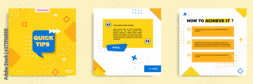 Social media tutorial, tips, trick, did you know post banner layout template with geometric background and memphis pattern design element