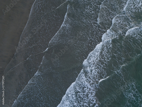 Aerial photos of a small surf beach, New Zealand. 