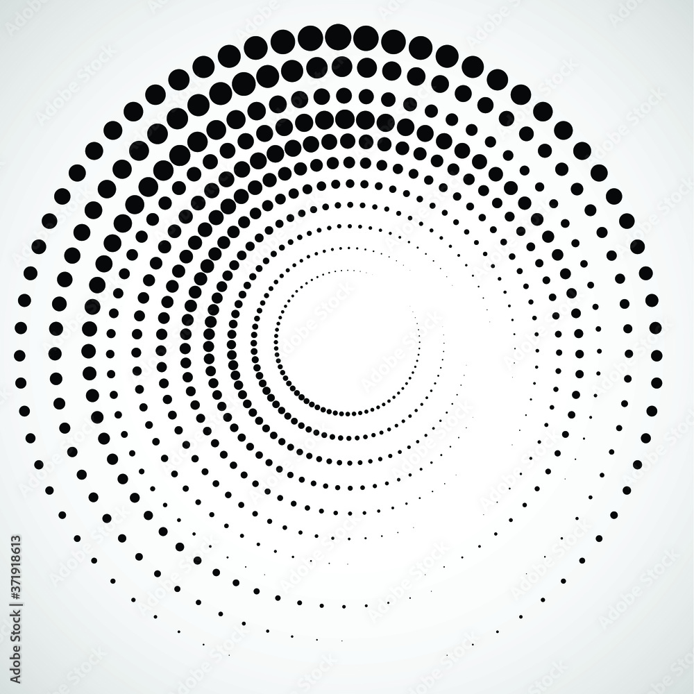 Halftone dots in circle form. round logo . vector dotted frame . design element