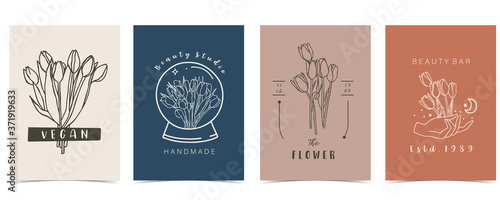 Collection of flower background set with tulip.Editable vector illustration for website, invitation,postcard and sticker