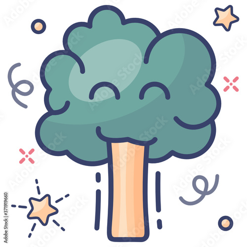 
Flat icon of apple tree with happy facial expression  
 photo