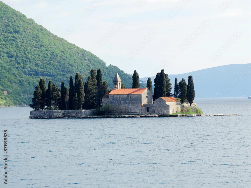 St. George island in Perast, Montenegro. Perast is an old town on the Bay of Kotor in Montenegro.