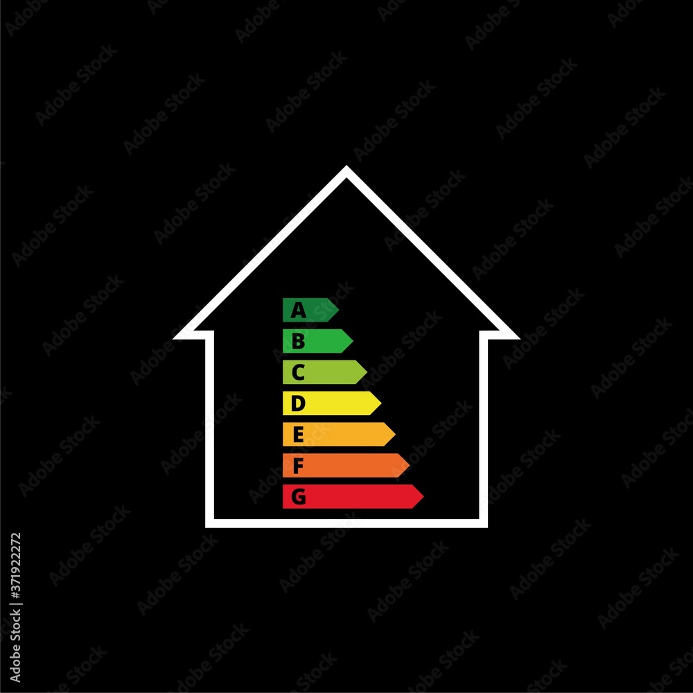 The concept of energy efficiency of housing icon isolated on dark background The concept of energy efficiency of housing icon isolated on dark background