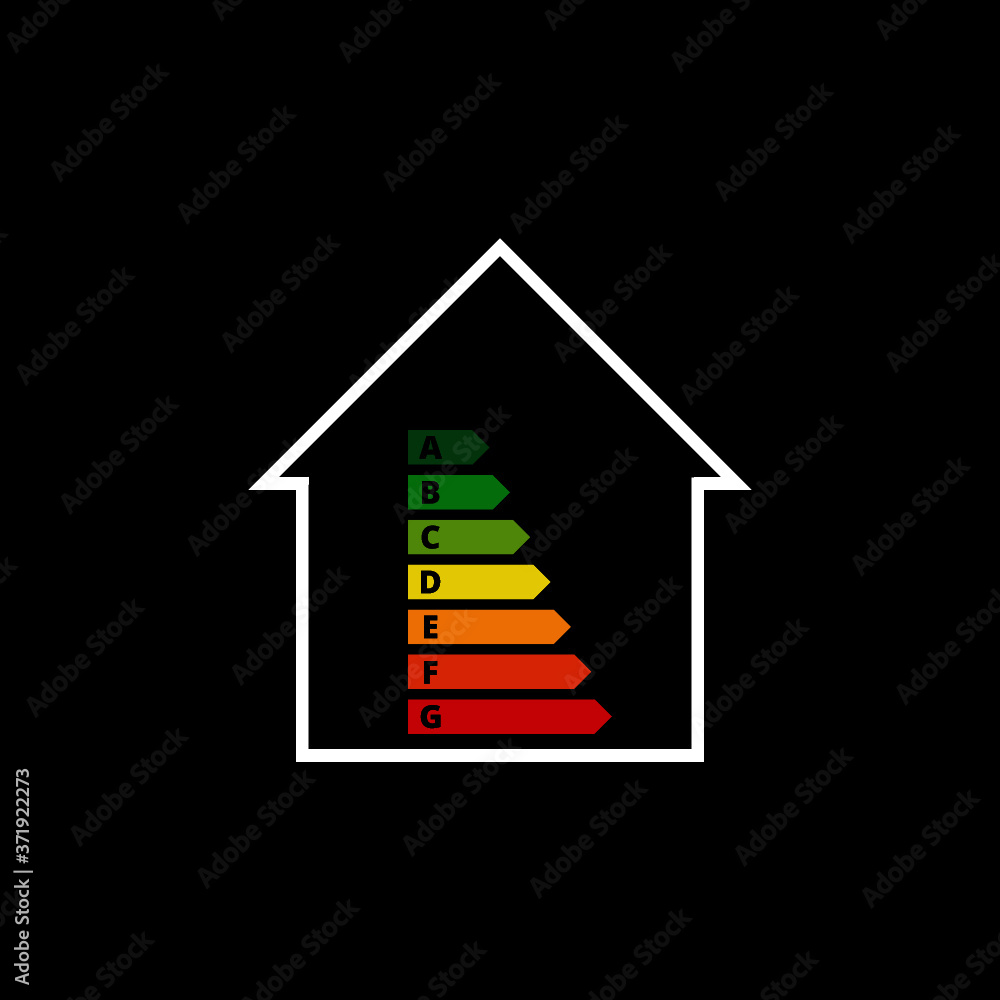 The concept of energy efficiency of housing icon isolated on dark background The concept of energy efficiency of housing icon isolated on dark background