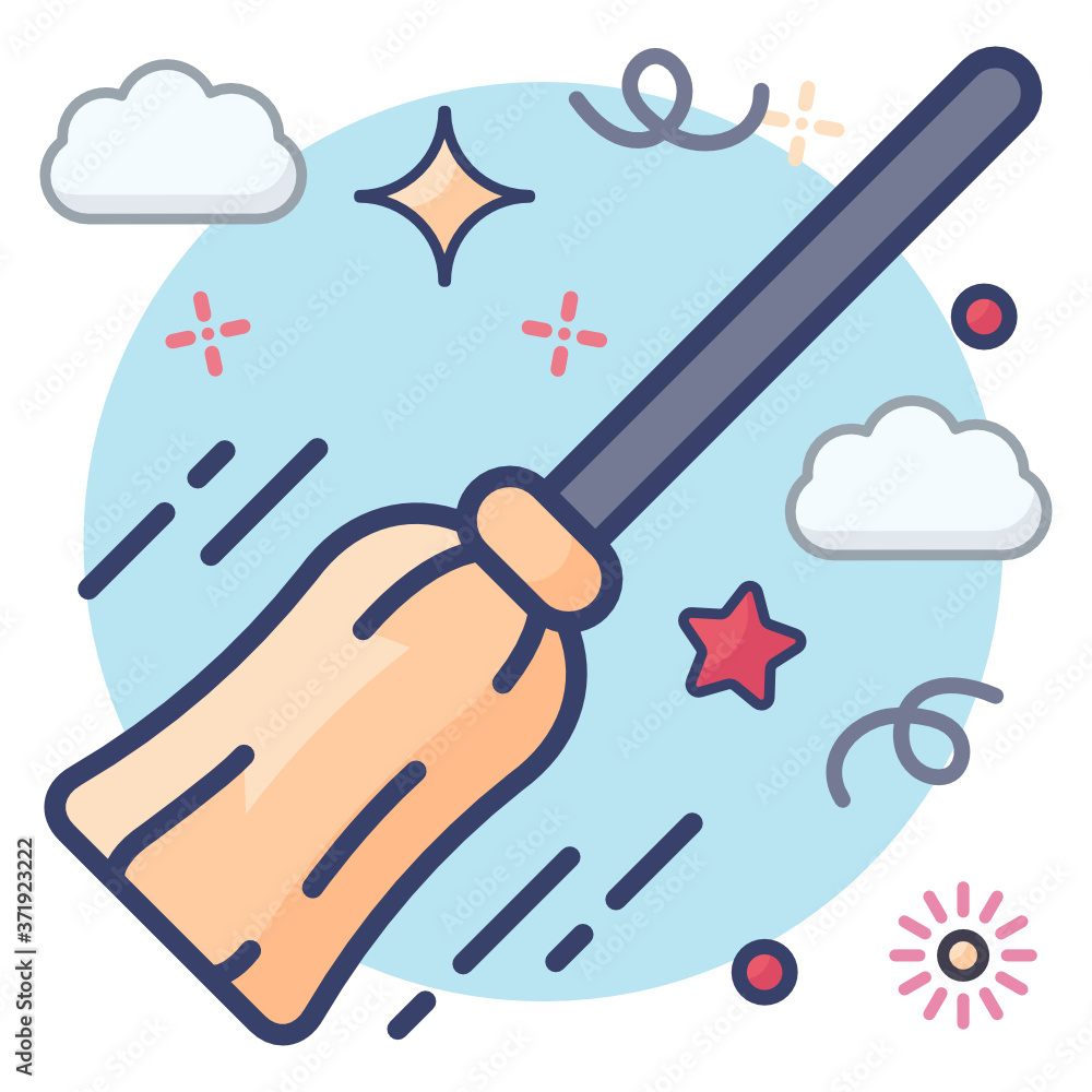
A witch mop vector, broom flat icon design 
