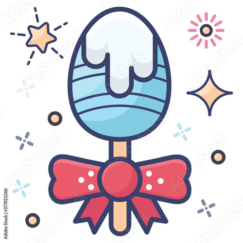 
Candy mounted on stick flat icon style 
