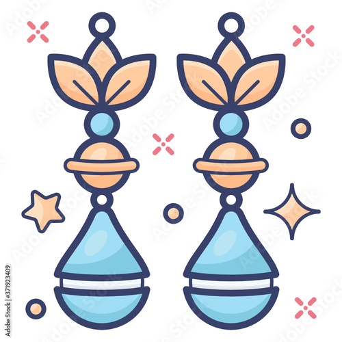 
Earrings flat vector in modern editable style
