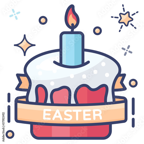 
Candle burning on cake, easter cake vector design 
