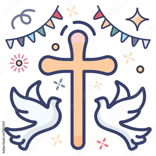 
Easter sunday concept, easter sunday flat vector in editable style 
