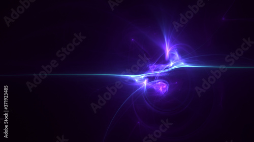 3D rendering abstract multicolored fractal light background with bright center