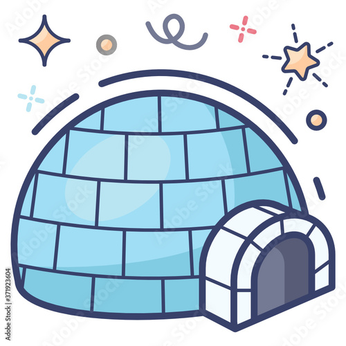
A design of igloo in modern flat style 

