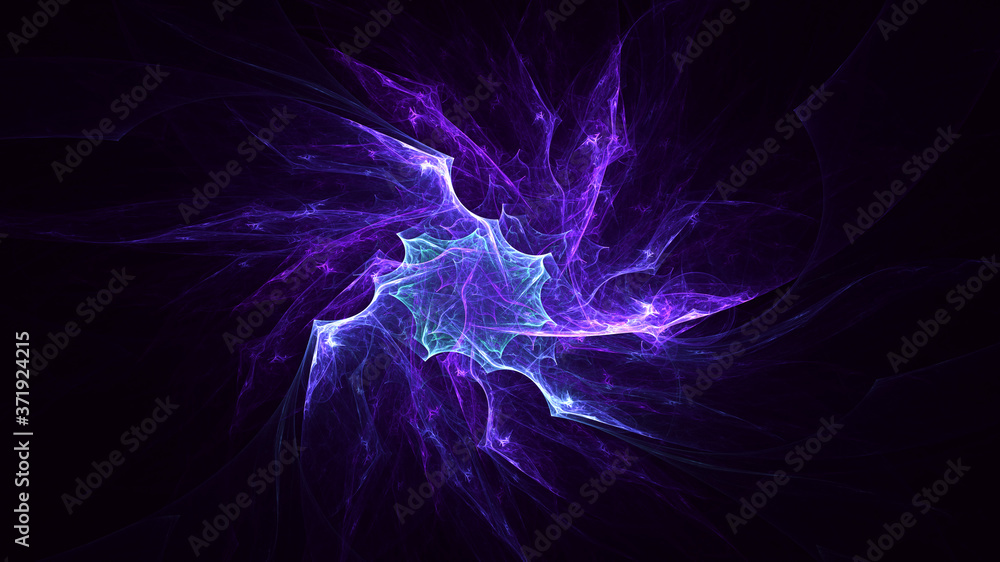 Naklejka premium 3D rendering abstract multicolored fractal light background with bright center