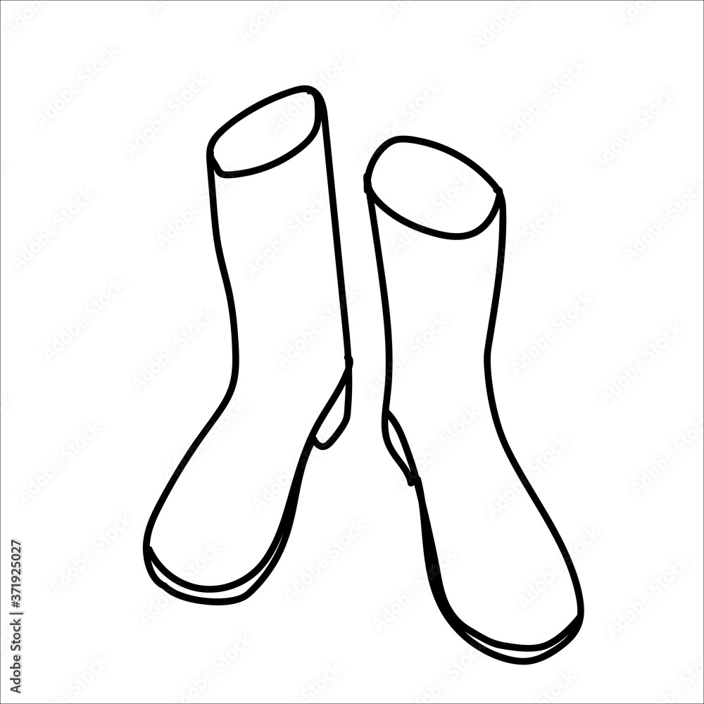 Autumn line art rain boots. Hello autumn concept. Suitable for collage, postcards, stickers, posters, stamps, logos, labels and more. Modern hand-drawn Vector illustration isolated on white. Autumn line art rain boots. Hello autumn concept. Suitable for collage, postcards, stickers, posters, stamps, logos, labels and more. Modern hand-drawn Vector illustration isolated on white.
