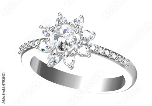 Wedding ring on white background. 3D rendering3D rendering photo