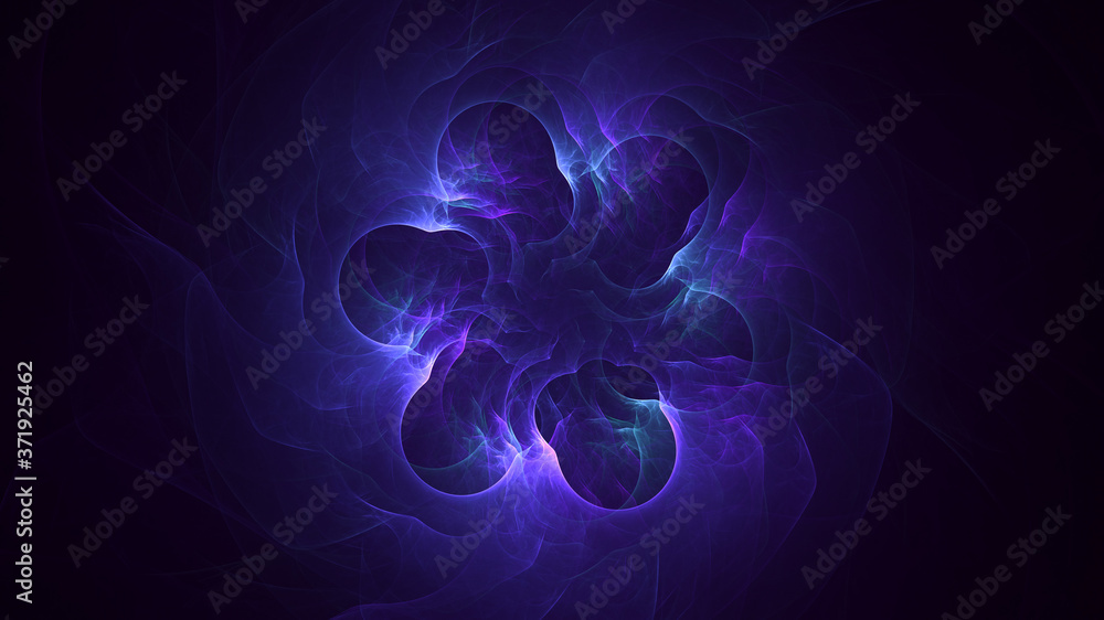 Fototapeta premium 3D rendering abstract multicolored fractal light background with bright center