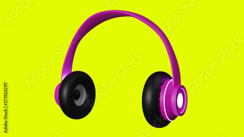 Headphones pink green scene 3D render