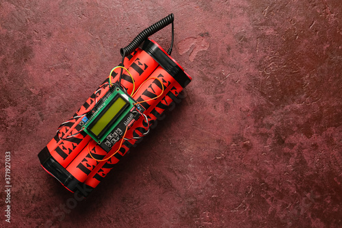 Obraz na płótnie Bomb with timer on color background