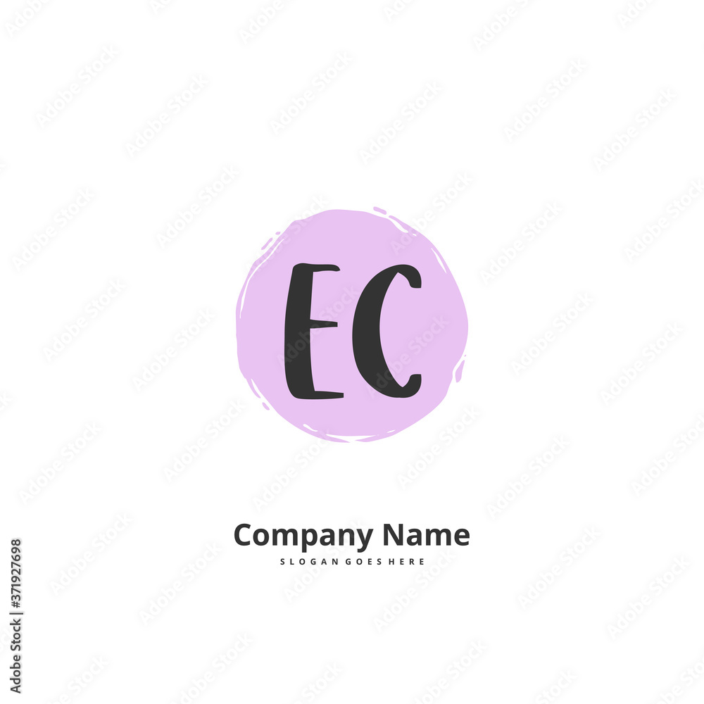 E C EC Initial handwriting and signature logo design with circle. Beautiful design handwritten logo for fashion, team, wedding, luxury logo.