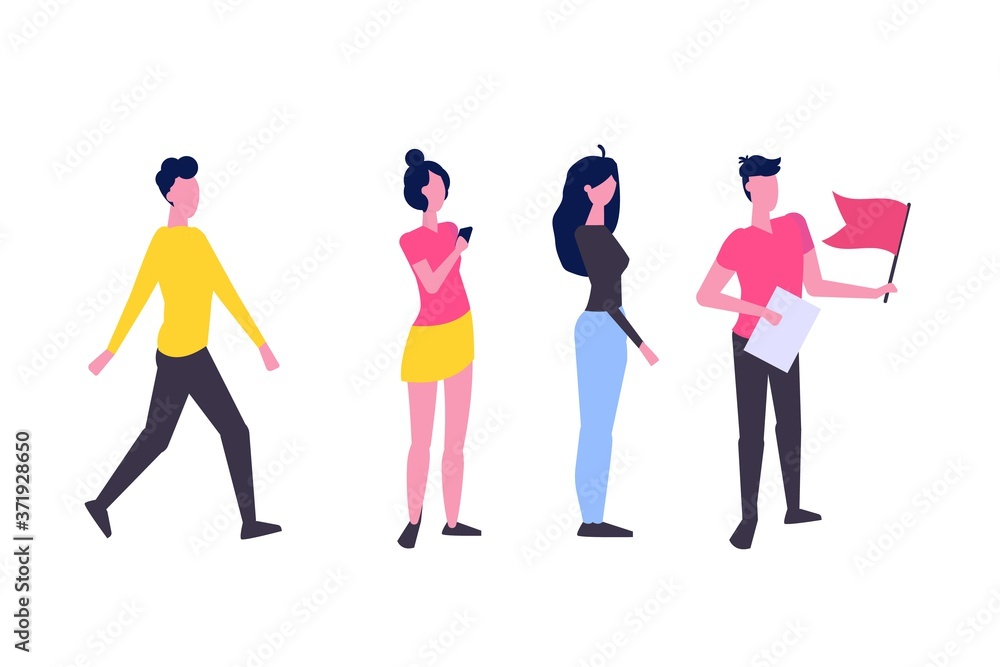 Obraz premium Teamleader or influencer character concept. Business leadership. Vector illustration in a flat style