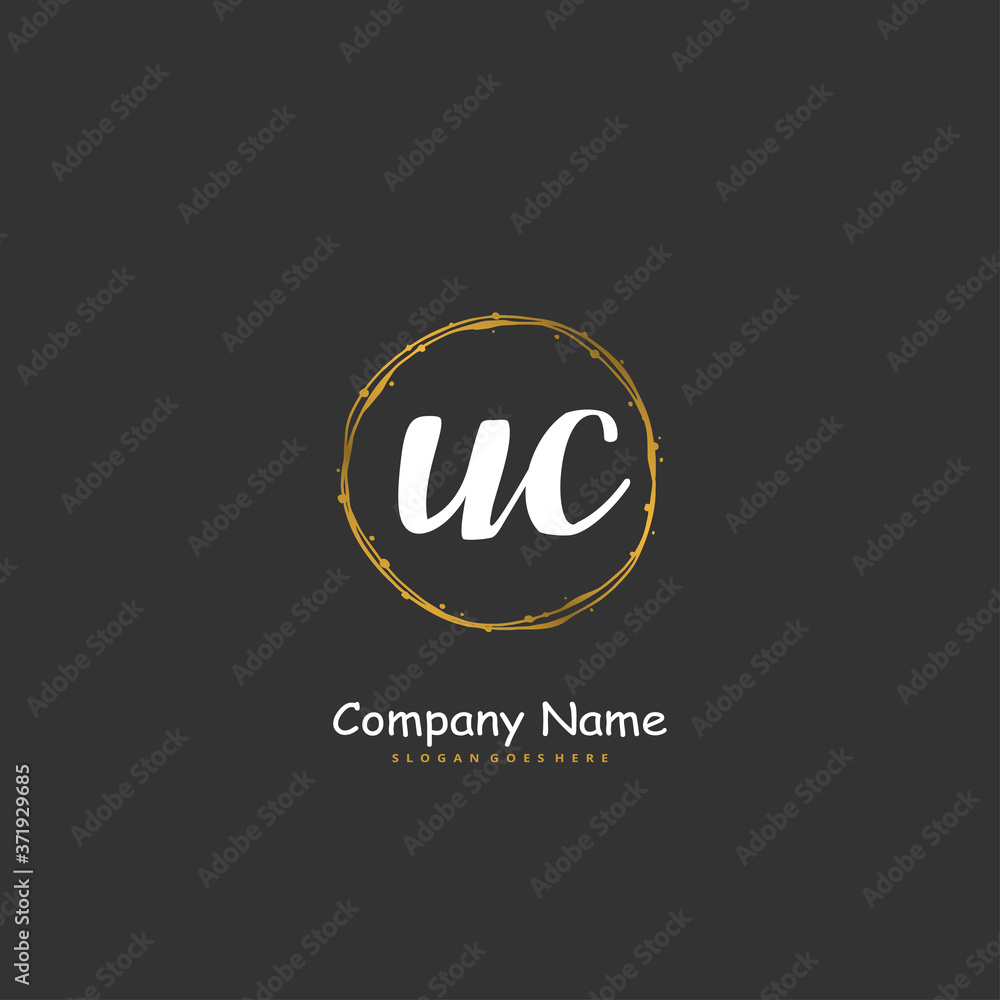Fototapeta premium U C UC Initial handwriting and signature logo design with circle. Beautiful design handwritten logo for fashion, team, wedding, luxury logo.