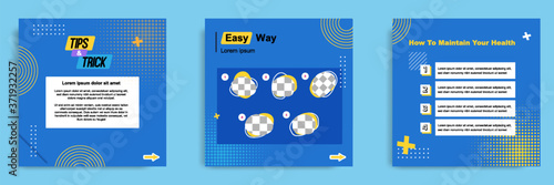 Social media tutorial, tips, trick, did you know post banner layout template with geometric background and memphis pattern design element
