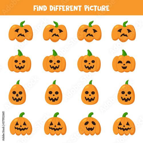 Find Halloween pumpkin which is different from others.