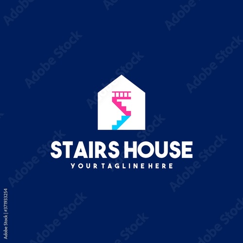 Creative stairs house logo design