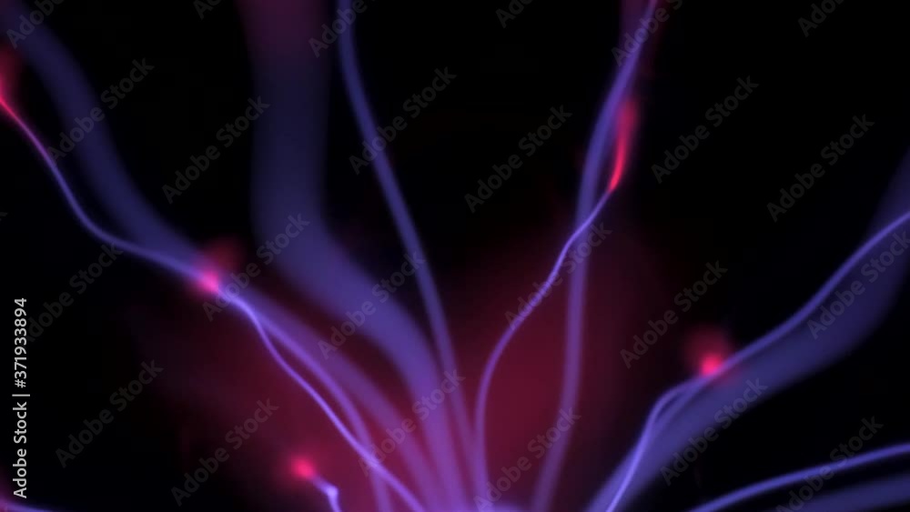 Currents from a plasma globe are moving around in a wavy form. Currents from a plasma globe are moving around in a wavy form.