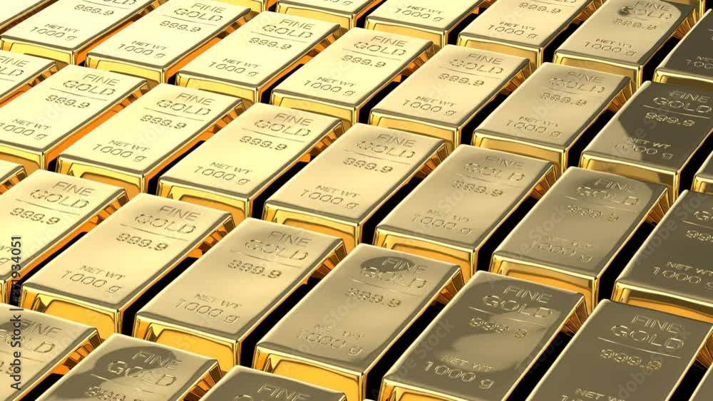 3d rendering shiny bullion or gold bars background 4k footage 3d rendering shiny bullion or gold bars background 4k footage