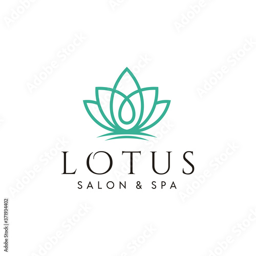 Simple Lotus Floral Leaves. Beauty Flower Leaf for Spa Cosmetic Therapy Skin Care logo design