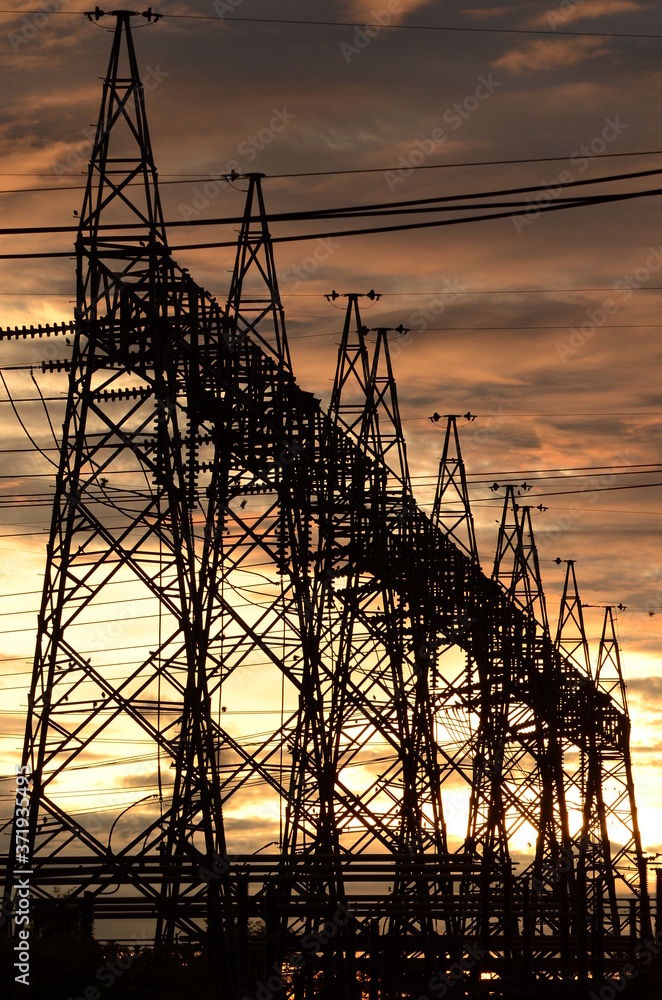 Electric power at sunset