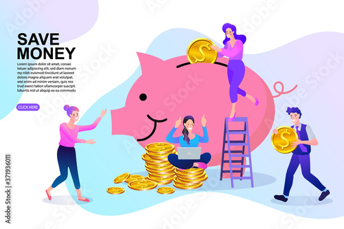illustration of piggy bank with money