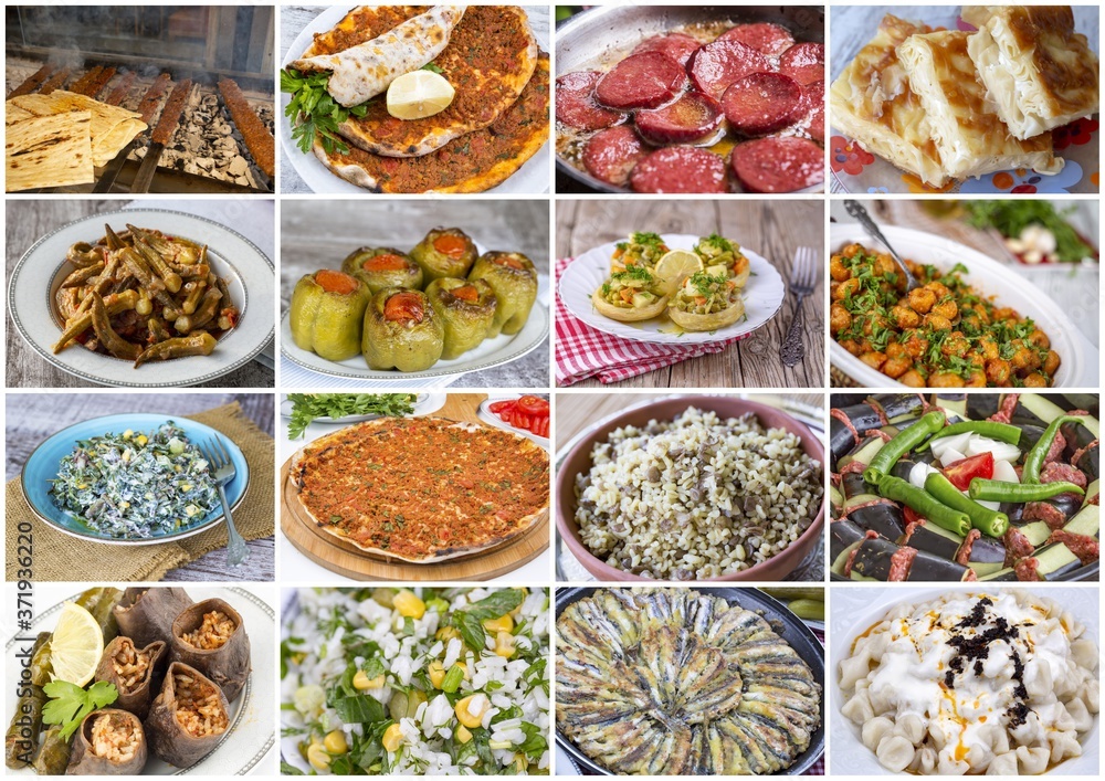 Traditional delicious Turkish foods collage Traditional delicious Turkish foods collage