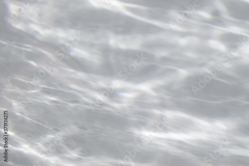 Blurred water texture overlay effect for photo and mockups. Organic drop diagonal shadow and light caustic effect on a white wall. Shadows for natural light effects
