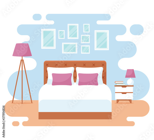 Bedroom interior. Vector illustration.